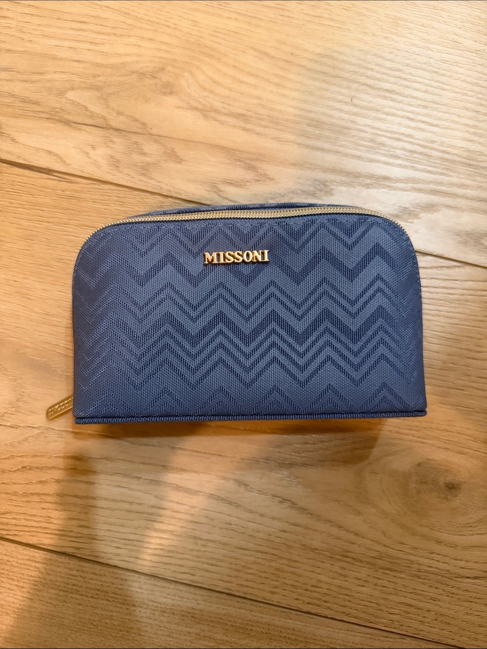Missoni Navy Chevron Zip Cosmetic Case